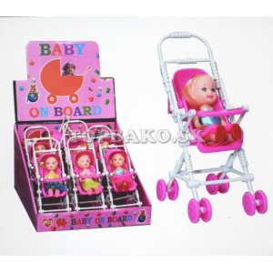 BABY ON BOARD - bábika v kočíku